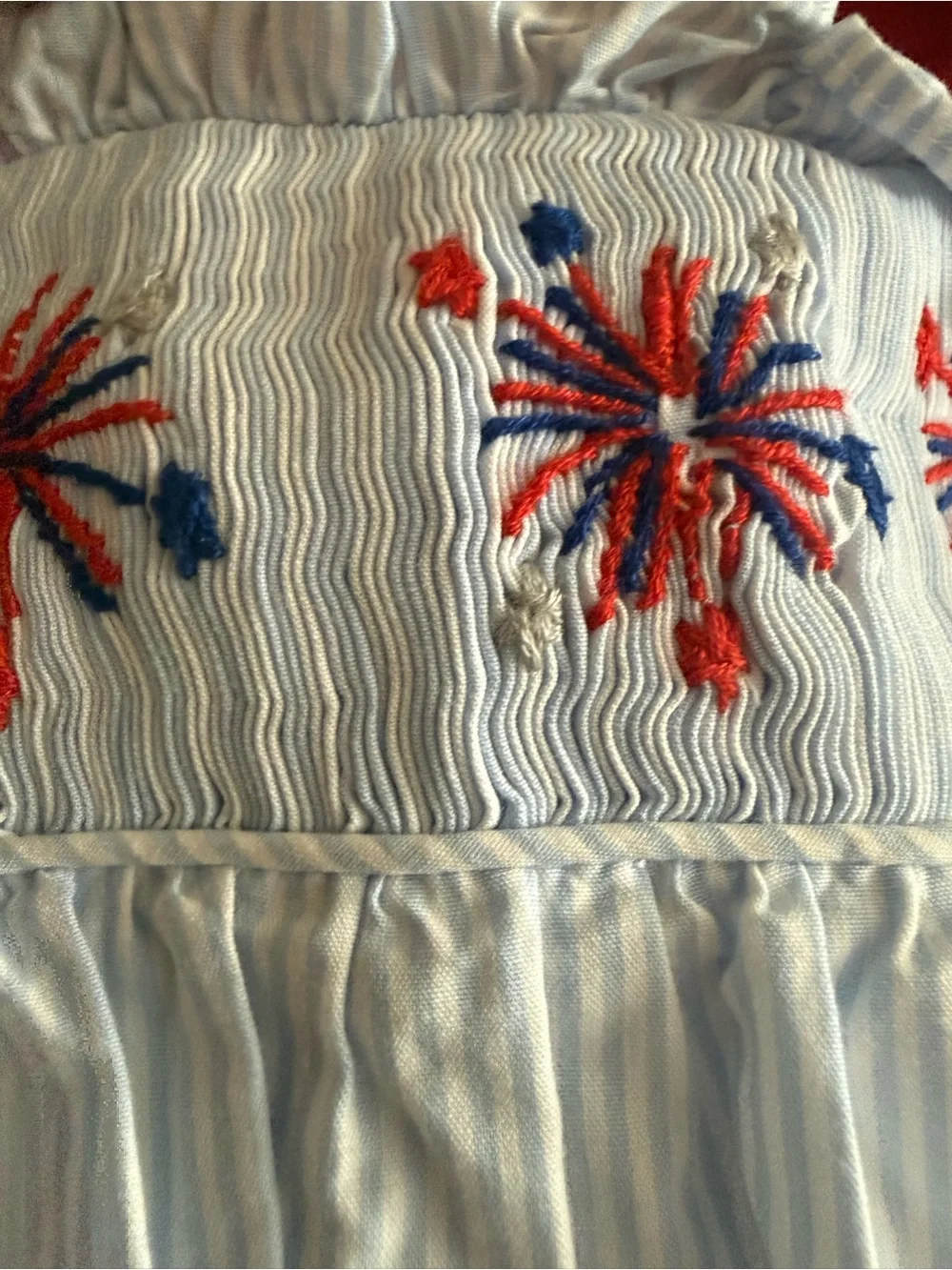 Cecil & Lou Baby 18M Blue Pinstripe Patriotic Bubble | Fireworks